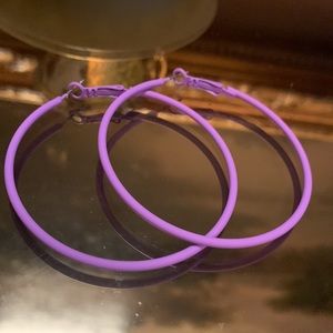 Large Purple Thin Hoop Earrings